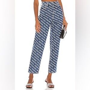 Alexander Wang Bluff Pegged Leg High Rise Monogram Jean Size 25